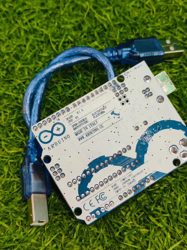 Arduino Uno R3 italy version Board Back View With Cable And ATmega328P - Dream RC Bangladesh