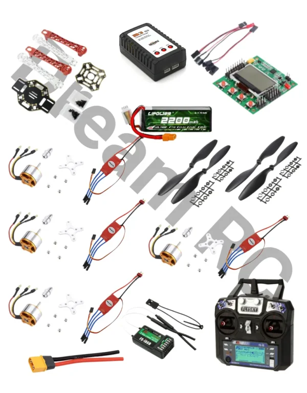 DIY Drone Combo Kit with MC6C Mini / CT6B / FS-i6, motors, ESC, frame, battery, and charger