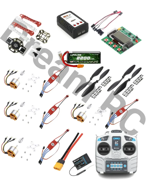 DIY Drone Combo Kit with MC6C Mini / CT6B / FS-i6, motors, ESC, frame, battery, and charger