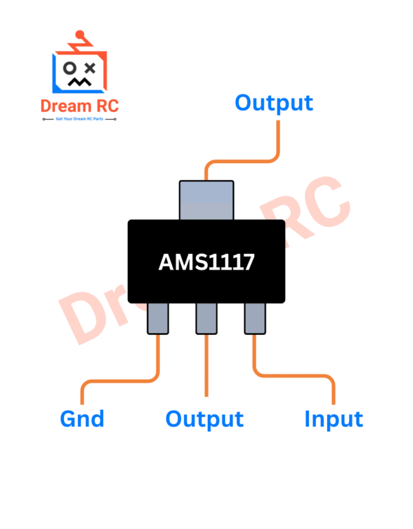 AMS1117 Voltage Regulator 1.5V 1.8V 3.3V 5V IC Pin Diagram.