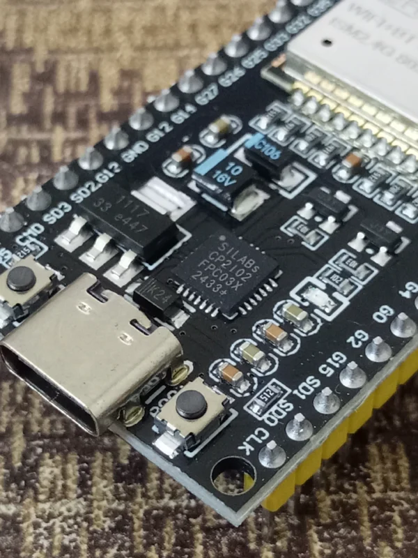 Close Up Image Of Esp 32 38 pin type c soldered Variant Development Board Cp2101 Usb To Serial Chip and type C port