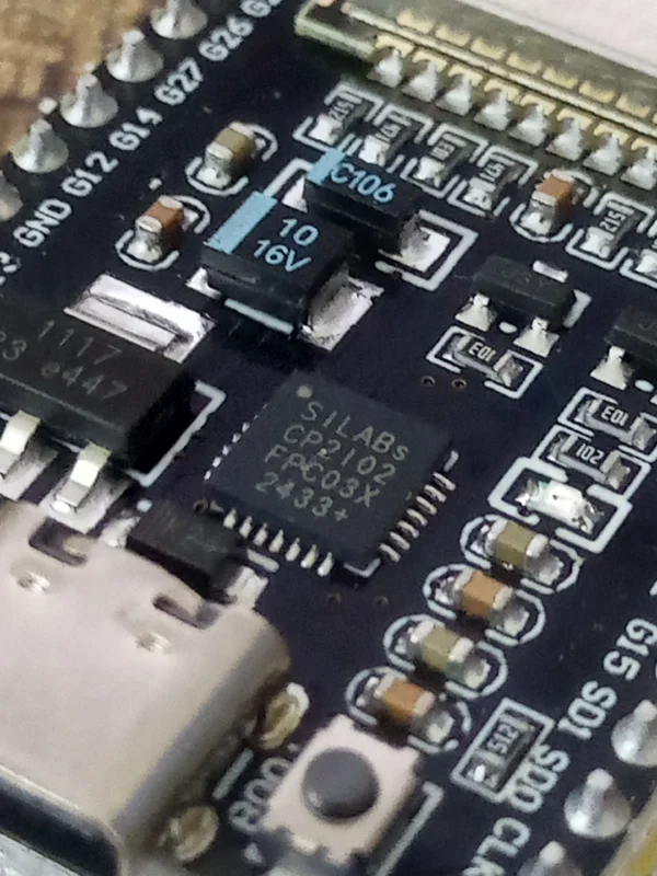 Close Up Image Of Esp 32 38 pin type c soldered Variant Development Board Cp2101 Usb To Serial Chip and type C port