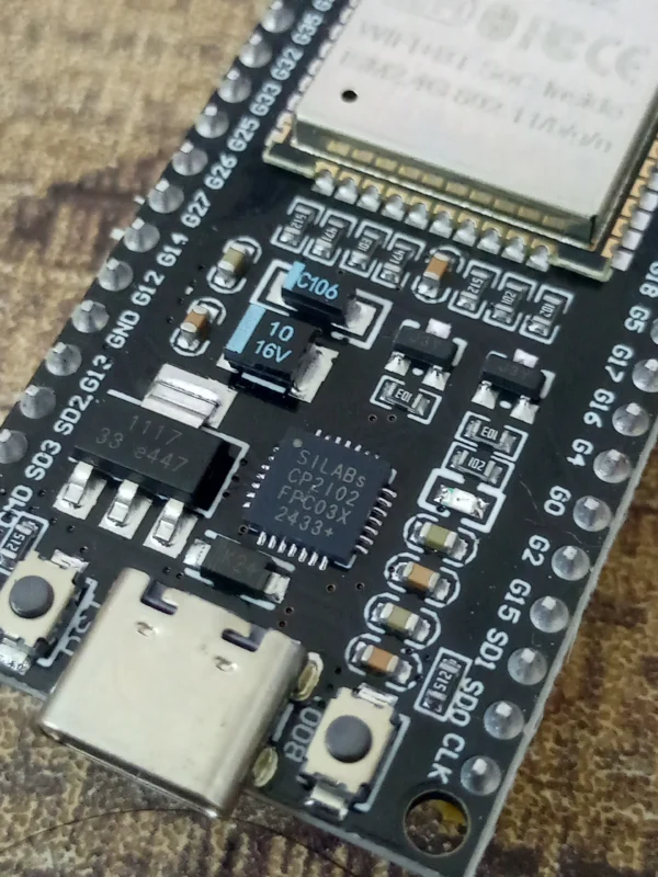 Close Up Image Of Esp 32 38 pin type c soldered Variant Development Board Cp2101 Usb To Serial Chip and type C port