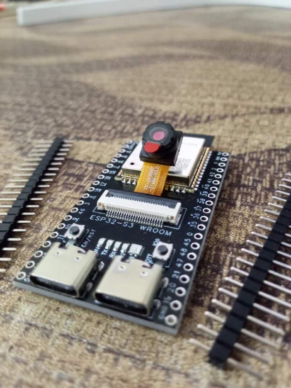 ESP32-S3 N16R8 CAM development board with OV3660 camera module, front view